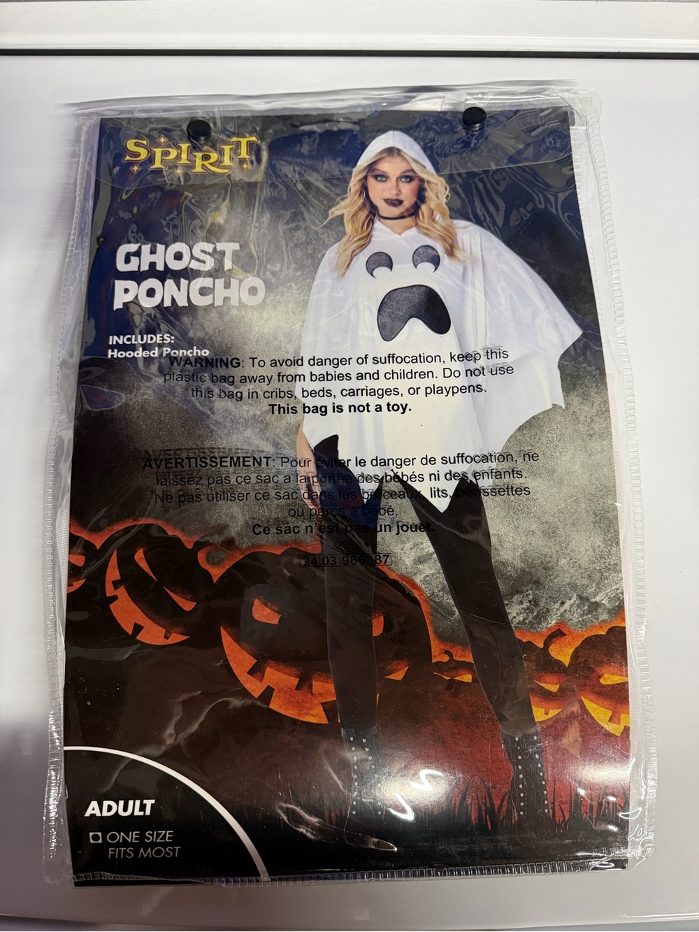 Spirit Ghost Poncho Costume - White Hooded Ghost